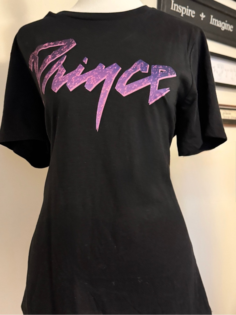 Prince Black Tee with White Interior Print